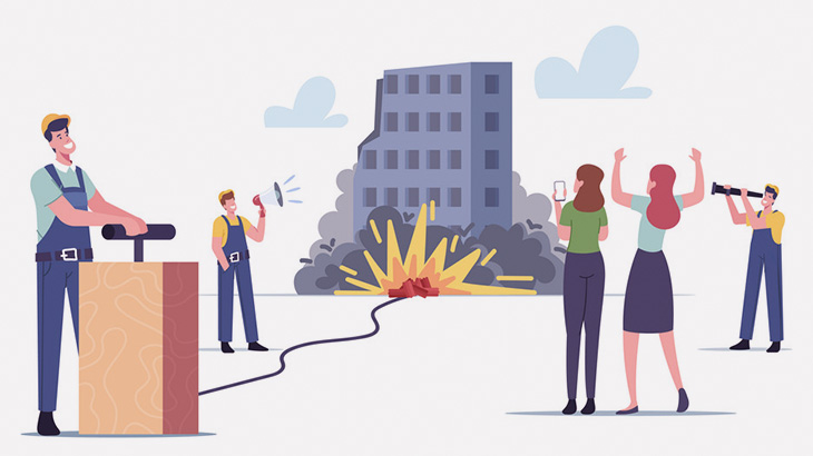 【中国】建築会社が倒産したので建築中の高層ビルを爆破解体します（動画）