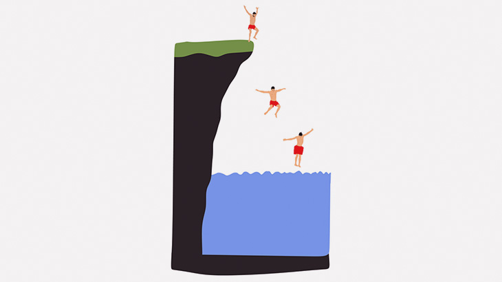 男「崖から海に飛び込むぞ！」 → 鳥を巻き込んでしまう（動画）