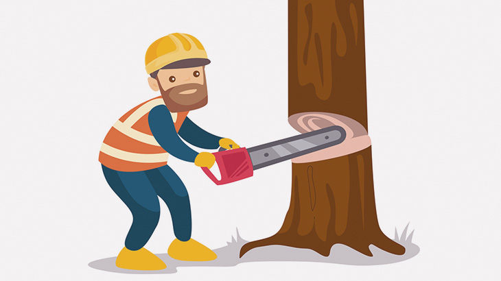 木を切る男、倒れる方向に逃げて潰されてしまう（動画）