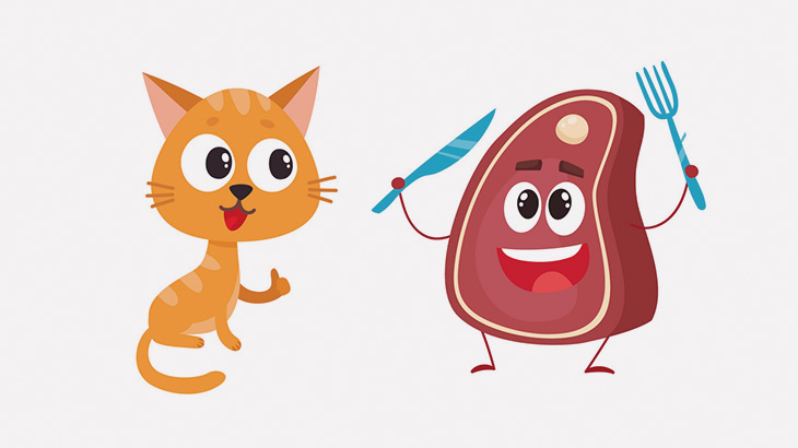 ステーキ肉にかぶりつく子猫のASMR（動画）