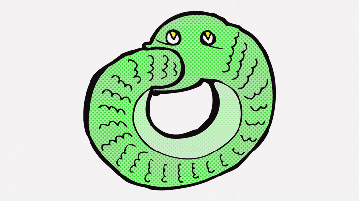 ペットショップのヘビさん、自分を食べてしまう（動画）