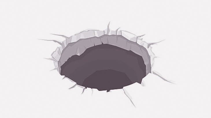 農地に突如として現れた超巨大な陥没穴（動画）