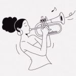 口だけでトランペットの音を奏でる女性（動画）