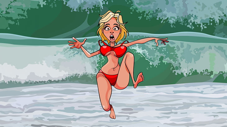 海水浴客の女性、波に繰り返しさらわれて戻れなくなってしまう（動画）