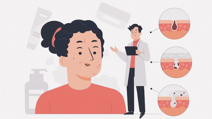 顔に出来たニキビを綿棒で絞り出す施術（動画）