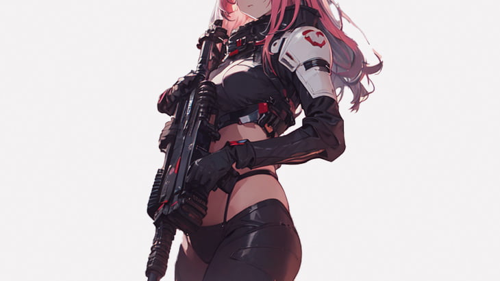 ハイクオリティなコスプレ姿で銃をカッコよく扱うセクシーお姉さん（動画）