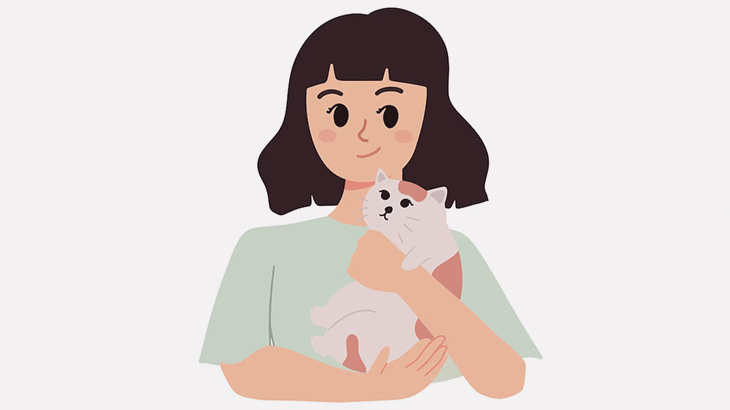 愛猫を愛でる、美人なノーブラ巨乳お姉さん（動画）