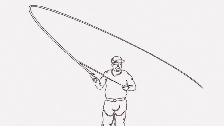 狭い場所へ華麗にキャストする、釣り大好きマン