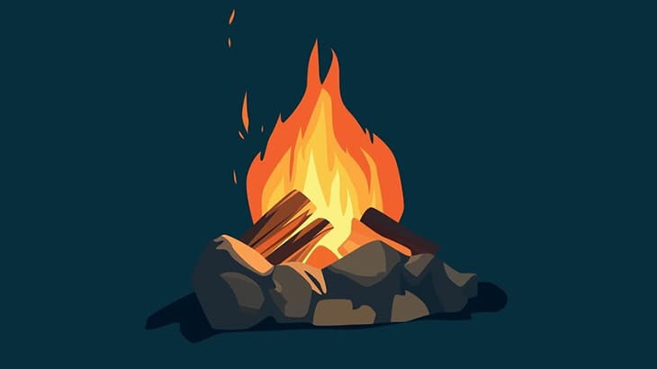 キャンプファイアーの火が弱いな･･･ガスボンベ入れよう！ → 爆発