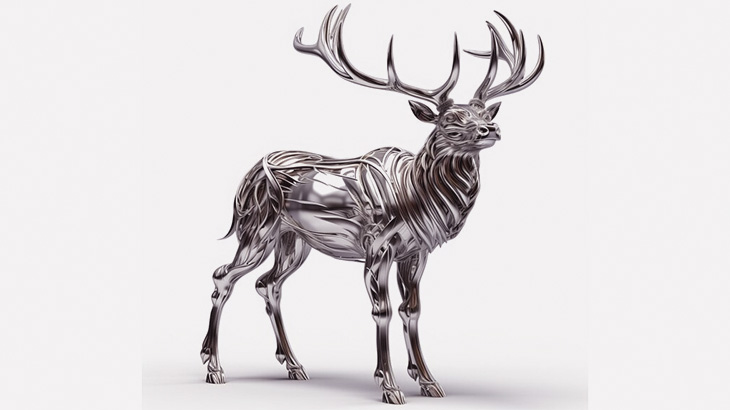 鉄板を叩いてシカとか丸いオブジェクトを作る職人たちのお仕事