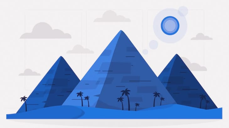 テクノイベントでライトアップされるギザの三大ピラミッド