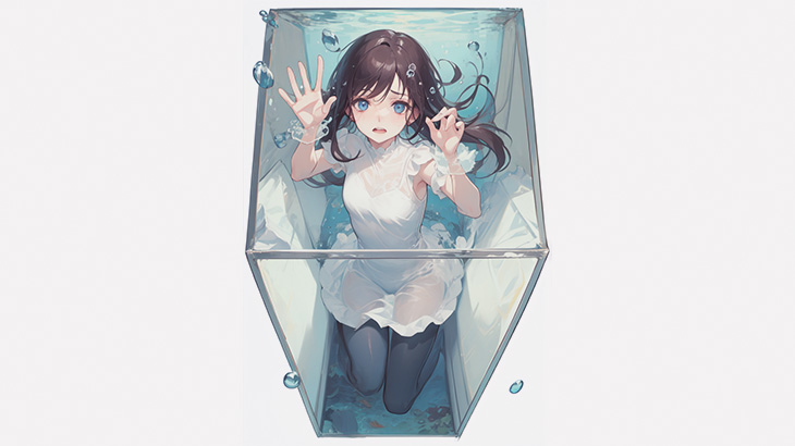 水の中に入ってるだけなのにとってもエッチなセクシーコスプレお姉さん