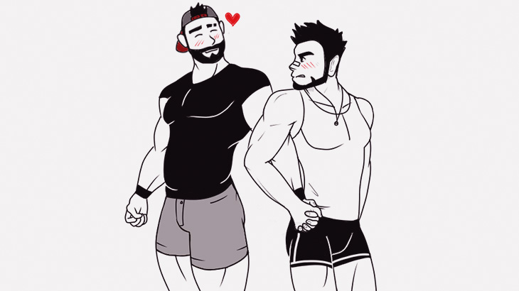 言葉を交わさずとも熱い視線で通じ合えるロッカールームのゲイさんたち