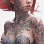 目の白い部分をすべて黒くしてしまったタトゥーだらけの女性、好奇の目に晒される
