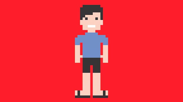 昔のゲームみたいな動きで家中を動き回るちょっとメタボ気味の男