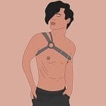 きわどい服装で自分の体をアピールするゲイの男