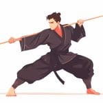 棒術に魅了された白人男性の華麗なバランス技