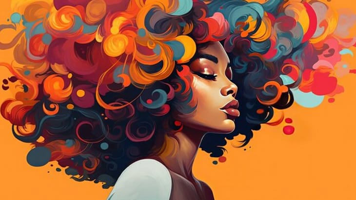 とても素敵なメロディーを奏でるアフロヘアーの女性ベーシスト