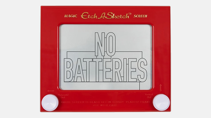 ２つのダイヤルで絵や文字を描く「Etch A Sketch」アーティスト